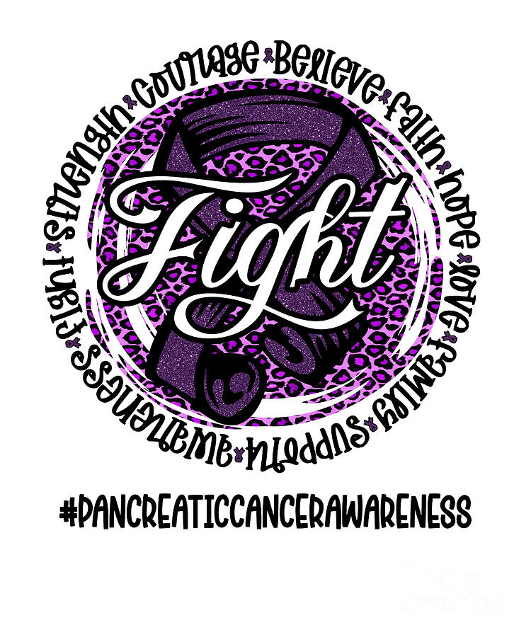 Fight Pancreatic Cancer Awareness Ribbon Faith Digital Art by Amusing DesignCo
