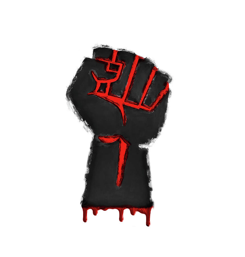 Fight The Power Black Fist with Blood Painting by Hillary