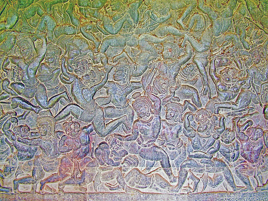 Fighters in the Gallery of Bas-reliefs in Angkor Wat in Angkor Wat Archeological Park, Cambodia Photograph by Ruth Hager