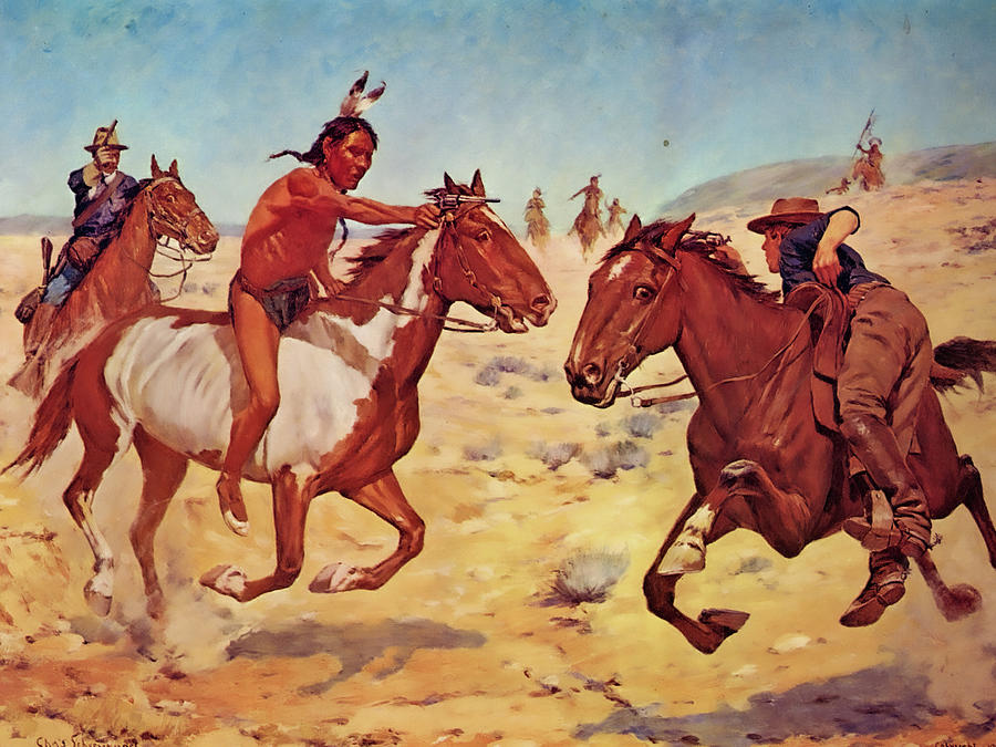 Fighting Scouts, Even Chance Painting by Charles Shreyvogel - Fine Art ...