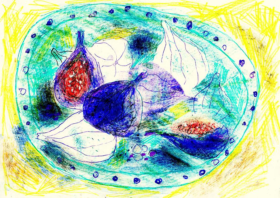 Figs on the plate. Drawing by Nataliya Vetter