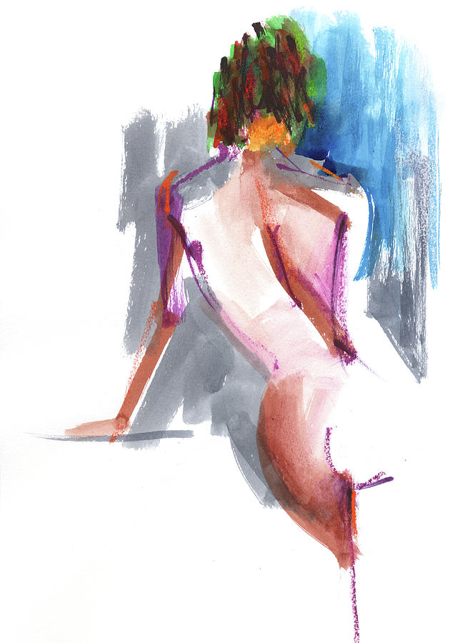 Watercolor Drawing - Figure 200902 by Chris N Rohrbach