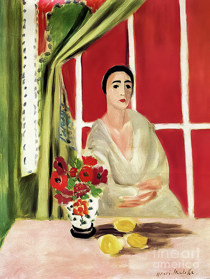 Figure at the Rideau Releve by Henri Matisse 1923 Painting by Henri ...