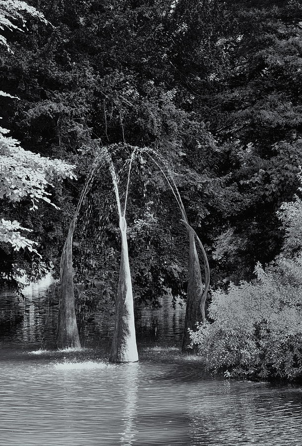 Figure Fountain Three Monochrome Photograph