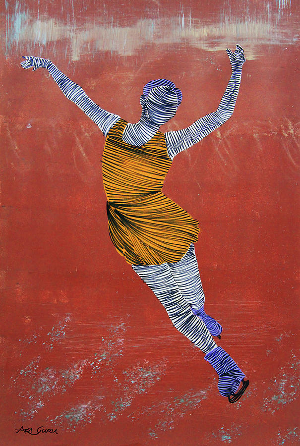 Figure Skater By ArtGuru 9927,27 x 40, - Acrylic On Paper Painting by ...