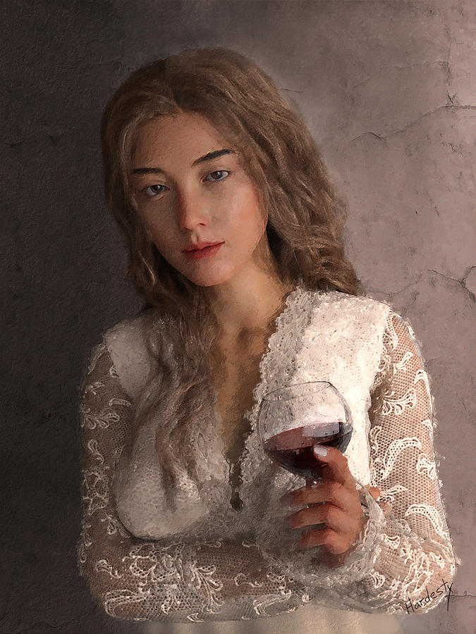 Figure with wine Digital Art by David Hardesty