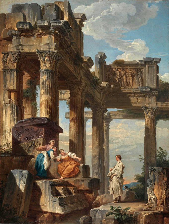 Figures Amongst the Ruins Ruins with Prophet Painting by Giovanni Paolo ...