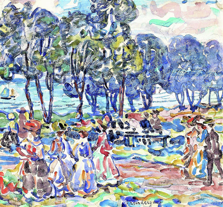 Figures in a park - Digitail Remastered Edition Painting by Maurice Brazil Prendergast