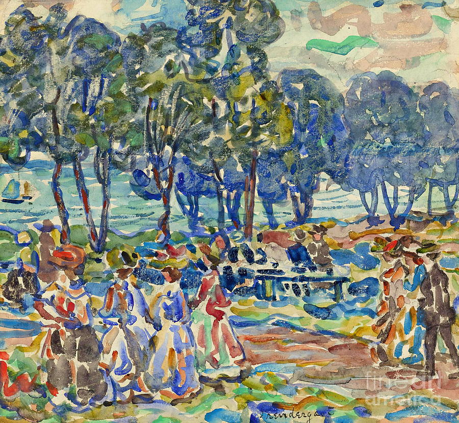 Figures in a park Painting by Maurice Prendergast