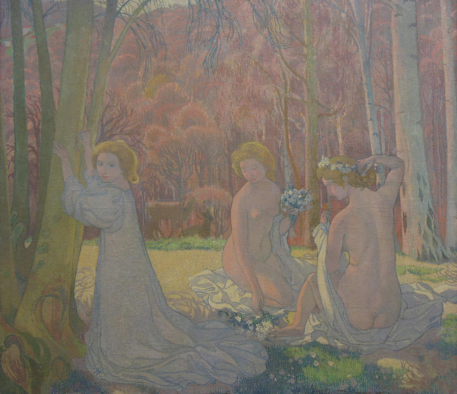 Figures in a Spring Landscape Painting by Maurice Denis