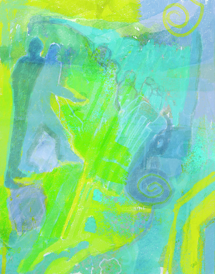 Figures in Green and Blue Painting by Susan Stone