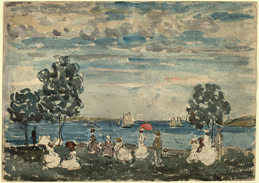 Figures on a Beach. Dated 1910/1915. Painting by Maurice Brazil Prendergast