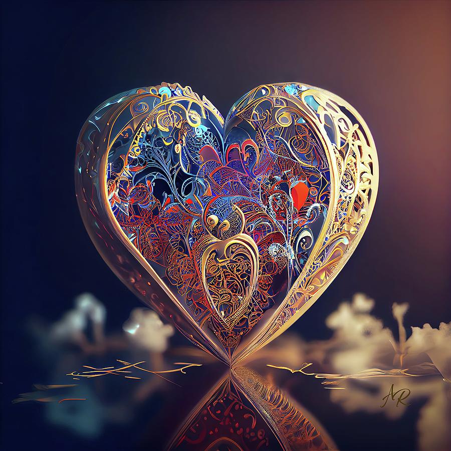 Filigree Heart Digital Art by Adrian Reich