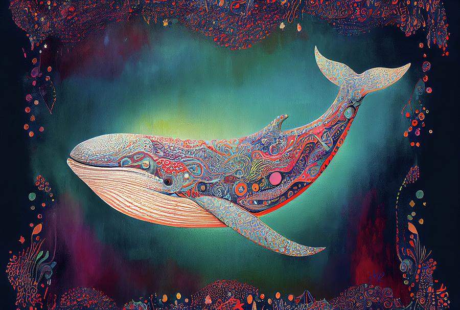 Filigree Whale in Artisan Sea Digital Art by Adrian Reich