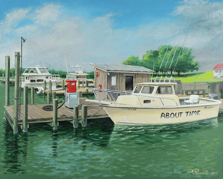 Fill station at Blue Compass Marina Painting by Donald Presnell