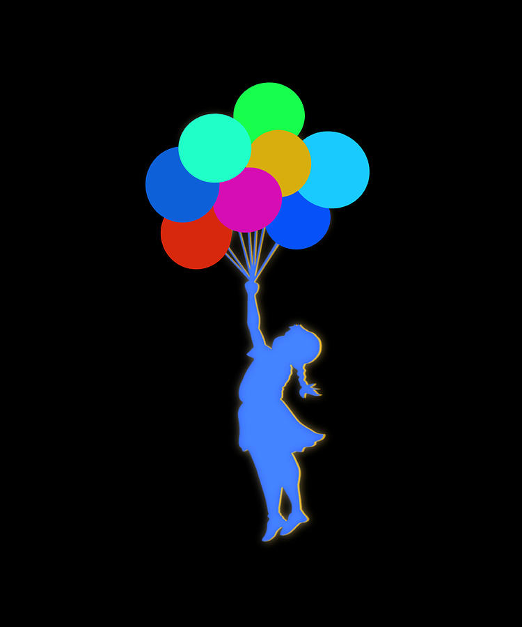 Girl Digital Art - La Fille Avec Des Ballons B by Designs By Nimros