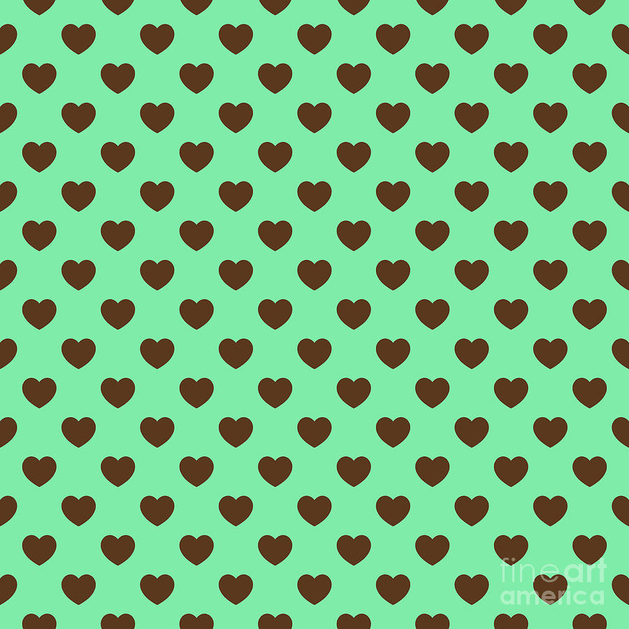 Filled Heart Dot Pattern In Mint Green And Chocolate Brown N.2886 Painting