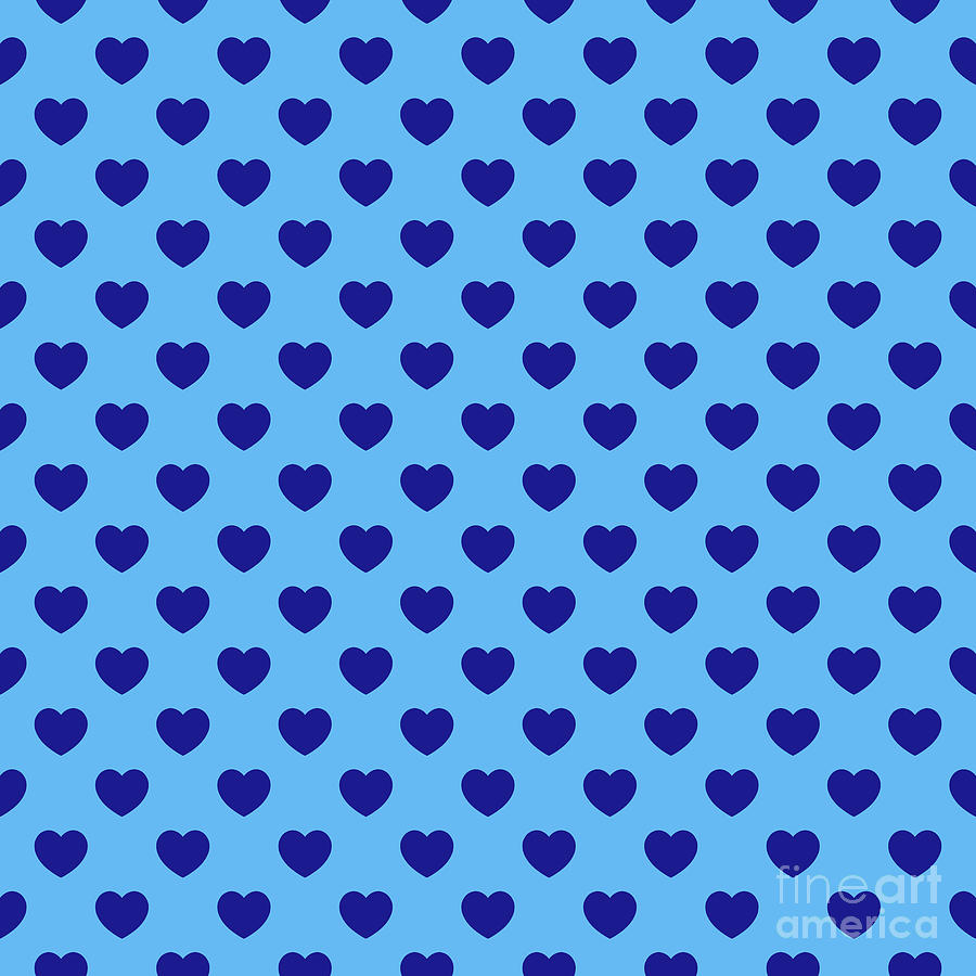 Filled Heart Dot Pattern In Summer Sky And Ultramarine Blue N.2689 Painting