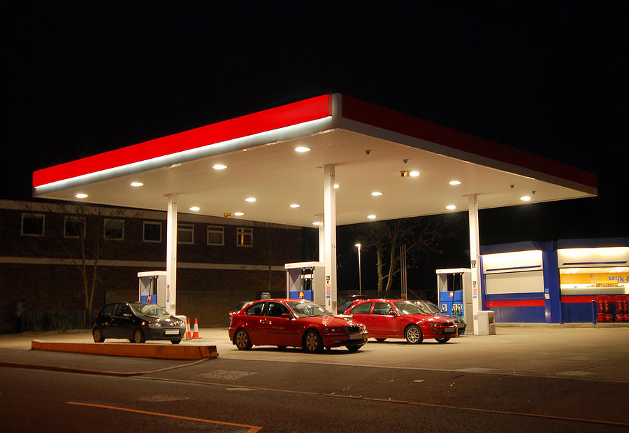 Filling Station at Night, Kent Photograph by Leadinglights