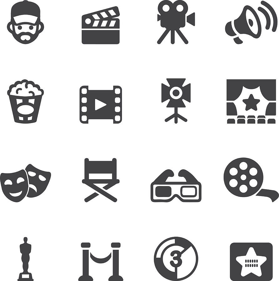 Film industry Silhouette icons | EPS10 Drawing by LueratSatichob