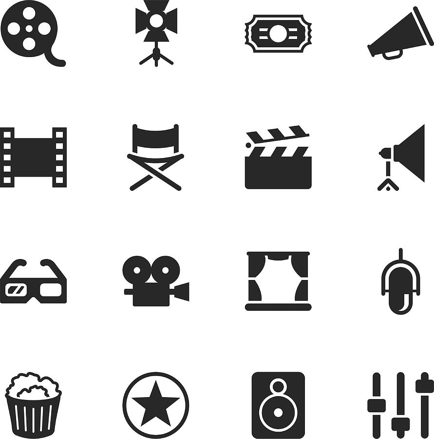 Film Industry Silhouette Icons Drawing by Rakdee