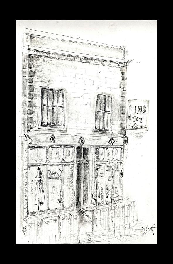 Fins Eatery and Spirits Drawing by Bernadette Krupa