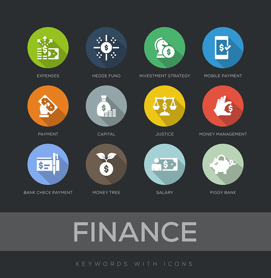 Finance Flat Design Icon Set Drawing by Enis Aksoy