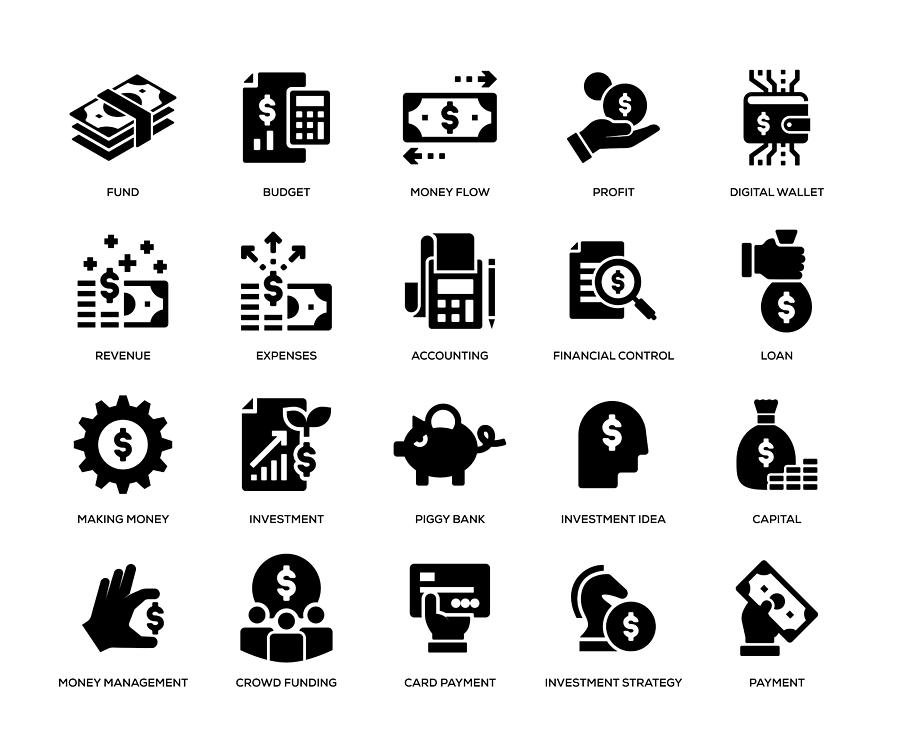 Finance Icon Set Drawing by Enis Aksoy