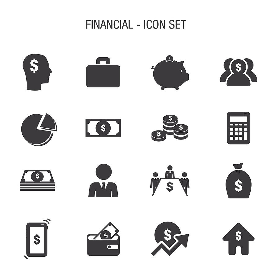 Financial Icon Set Drawing by Bamlou
