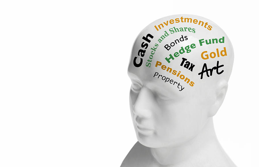 Financial investments choice phrenology head Photograph by Peter Dazeley