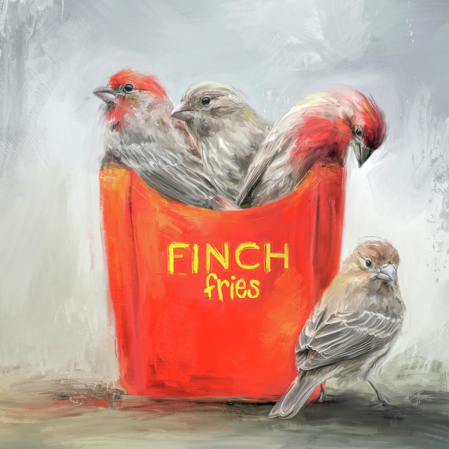 Finch Fries Painting by Jai Johnson