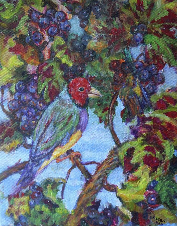 Finch In Purple Painting by Veronica Cassell vaz