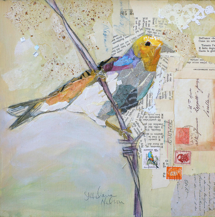 Finch Painting - Finch on White by Elizabeth St Hilaire