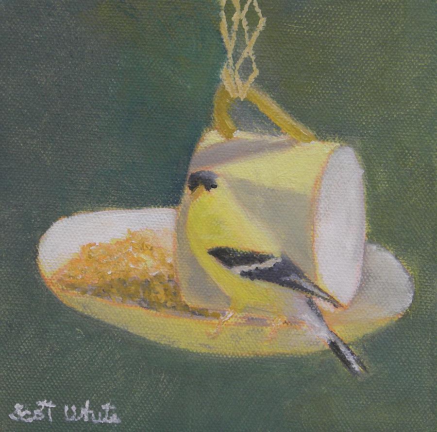 Finch Tea Cup Painting by Scott W White