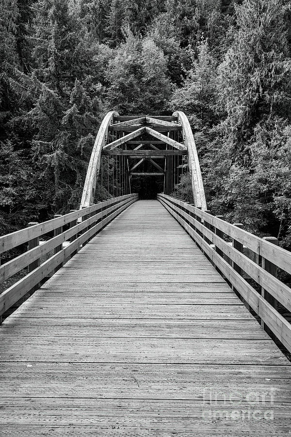 Find Your Destination at the End of the Bridge - BW Photograph by Scott Pellegrin
