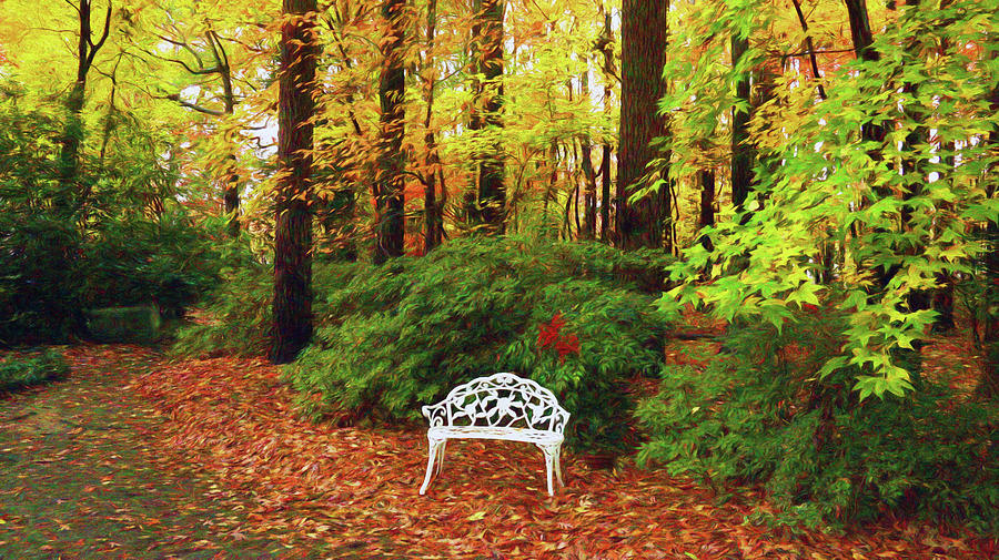 Find Your Peace in Autumn on a Bench Photograph by Ola Allen