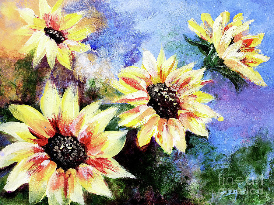 Finding the Sun Flowers Painting by Zan Savage