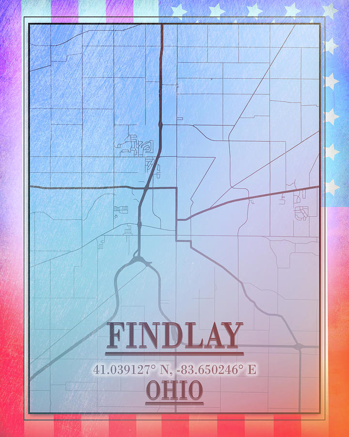 Findlay Ohio Street Map America Digital Art by Dan Sproul