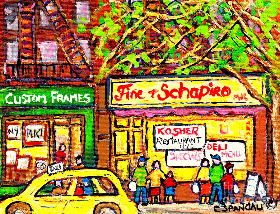 Fine And Shapiro Oldest Nyc Kosher Restaurant Manhattan C Spandau Paints   Deli Diners American Art Painting by Carole Spandau
