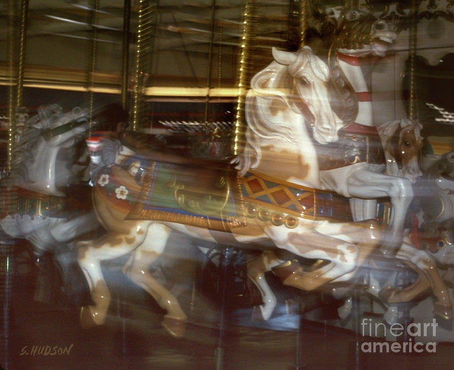 fine art carousel photography - Running Horse Photograph by Sharon Hudson