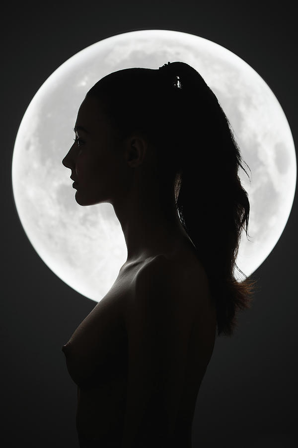 Fine Art Fashion Studio Portrait Of Nude Woman At Full Moon Photograph By Dmytro Buianskyi