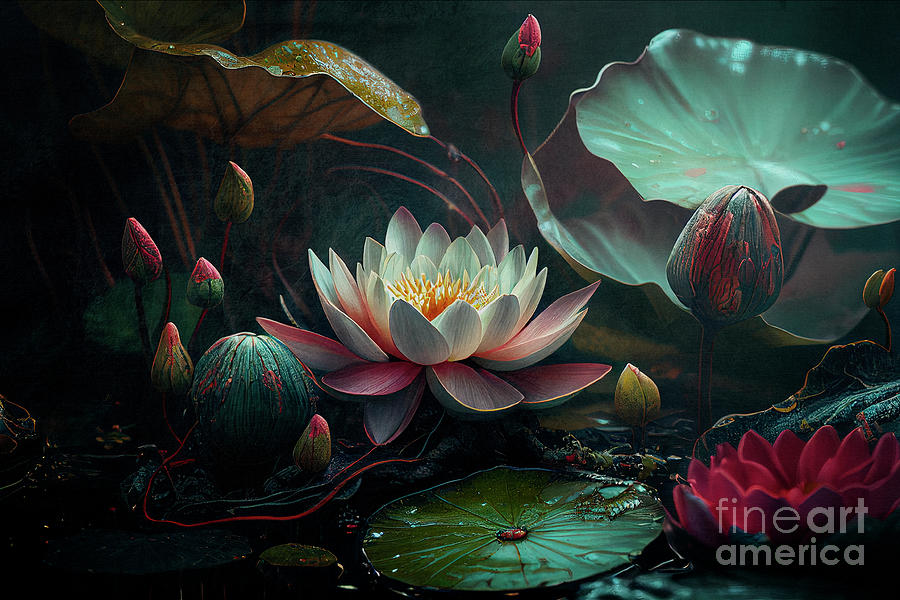 Fine art image of lotus flower in zen garden pond Photograph by Jelena Jovanovic