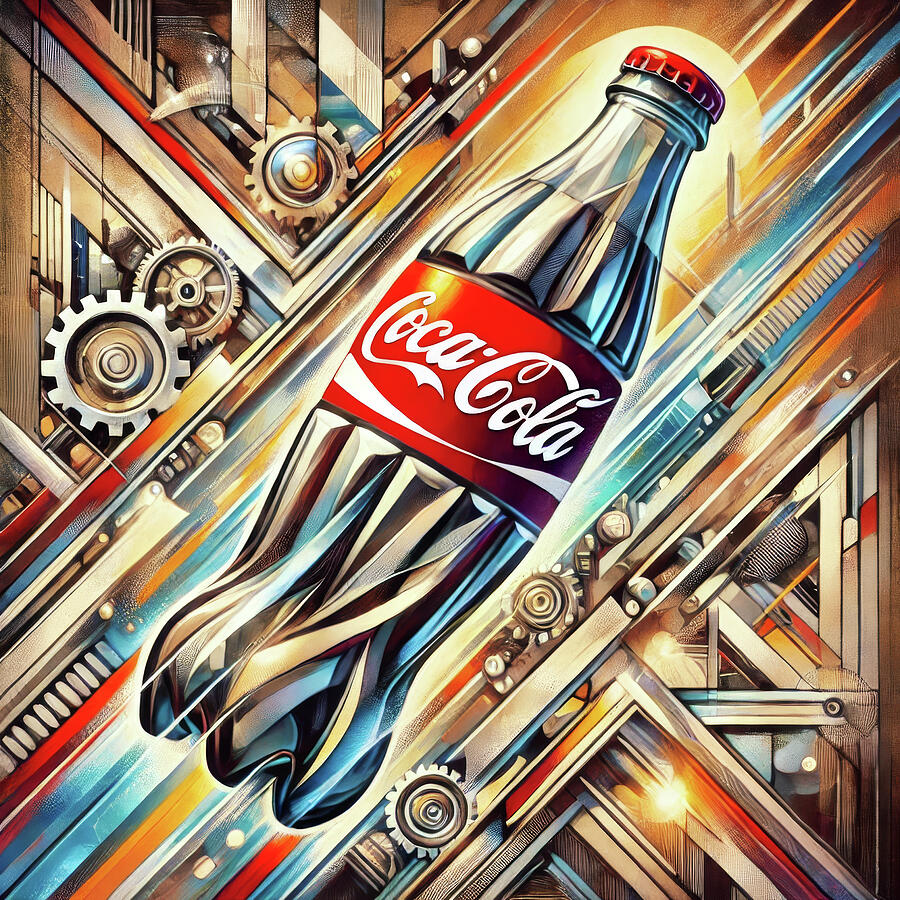 Fine Art Industrial Typography Poster Coca-Cola Bottle in Abstract Machine Landscape Painting by Bob Orsillo Fine Art Industrial Typography Poster Coca-Cola Bottle in Abstract Machine Landscape Painting by Bob Orsillo