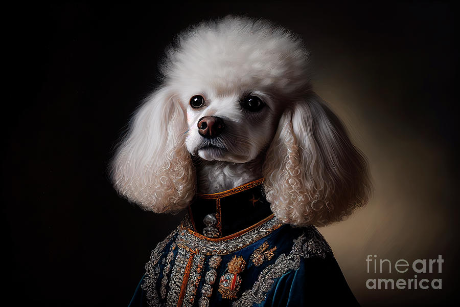 Fine art portrait of puddle dog in royal clothing. Digital Art by Jelena Jovanovic