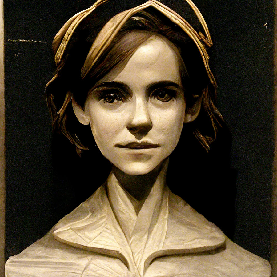 Vintage Painting - Fine  art  sculpture  of  Emma  Watson  df713625  f39b  43dd  bd52  abf635f8b81b by Asar Studios by Celestial Images