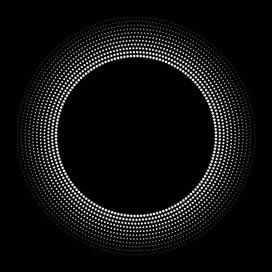 Fine orbital dots in concentric circles, radial size gradient out by scaling Drawing by Olaser