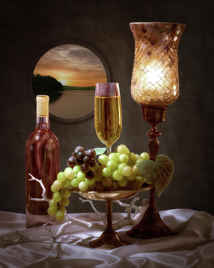 Fine Wine with Grapes Still Life Photograph by Tom Mc Nemar