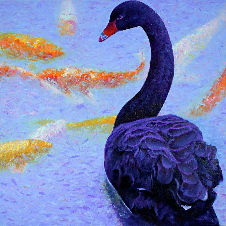 Finger Painting - Black Swan Painting by Lorraine McMillan Finger Painting - Black Swan Painting by Lorraine McMillan
