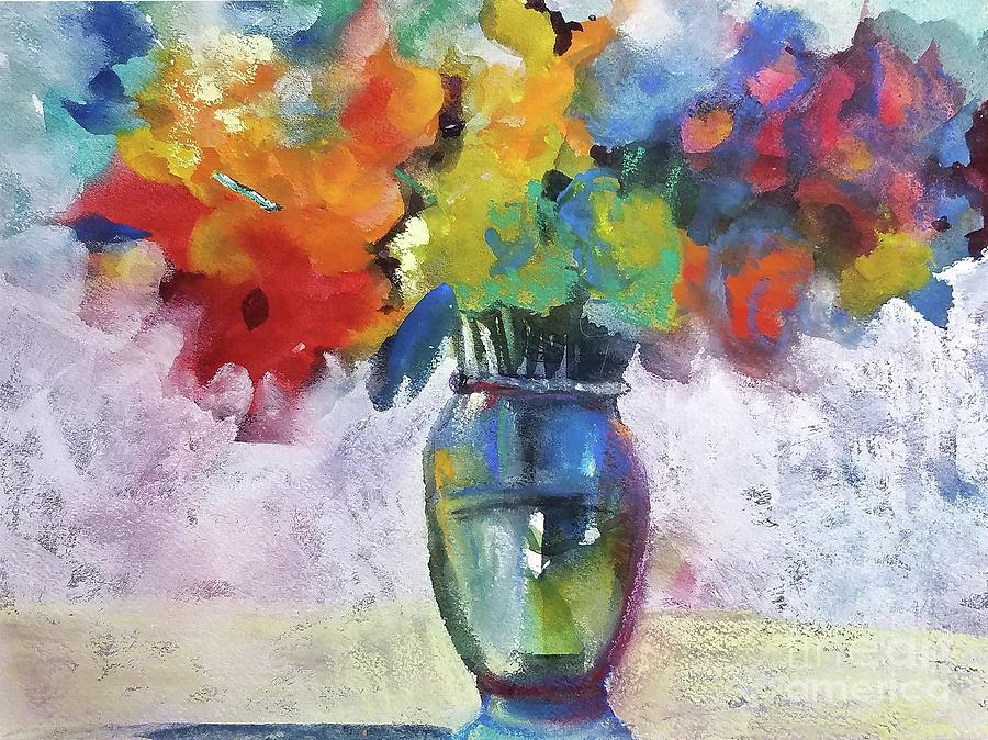Finger Painting Flowers Painting by Lucy Lemay