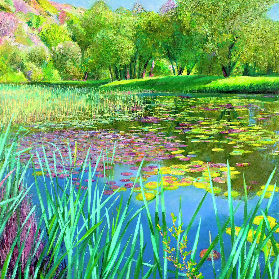 Finger Painting - Lily Creek Painting by Lorraine McMillan Finger Painting - Lily Creek Painting by Lorraine McMillan